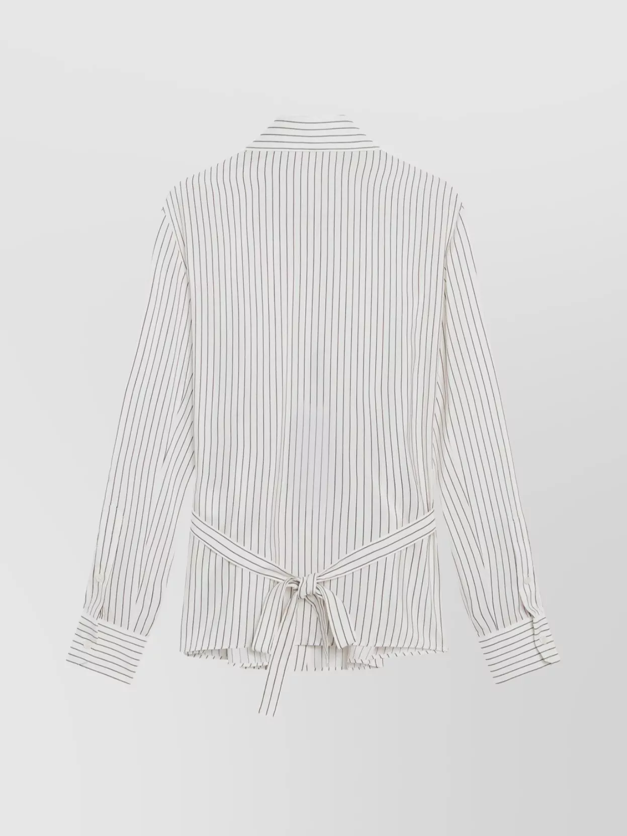 Dolce & Gabbana Silk Cotton Pinstriped Shirt With Waist Tie In White