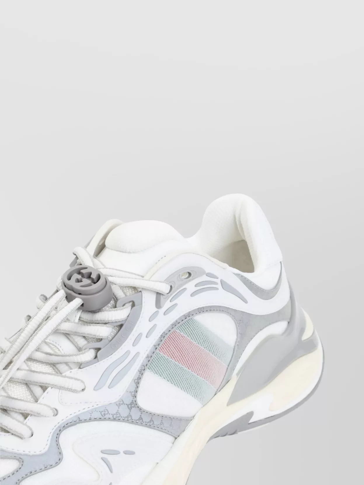 Gucci Leather Mesh Sneakers Featuring Signature Band