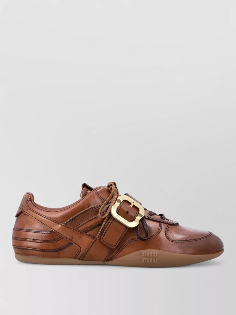 Miu Miu Leather Lace-Up Sneakers