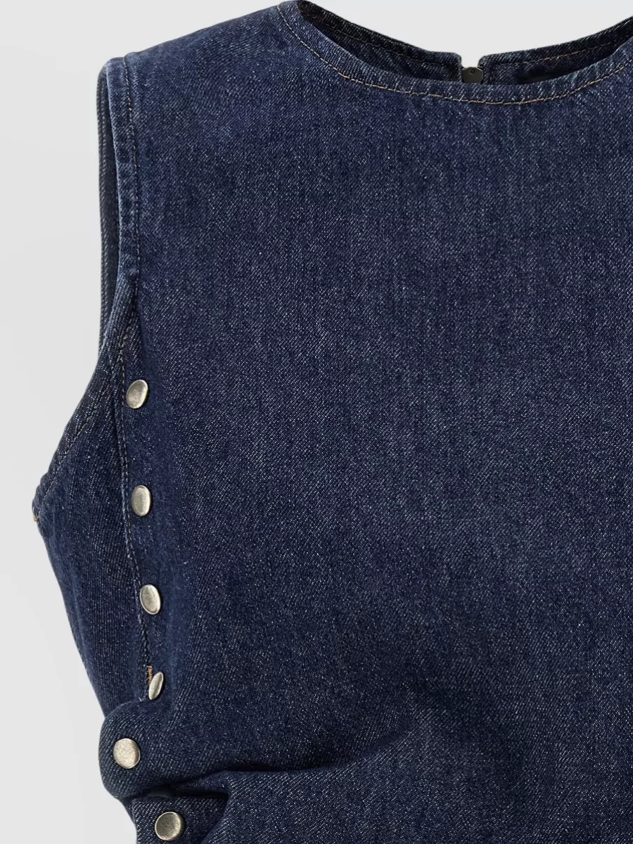 Rotate Birger Christensen Denim Sleeveless Top Buttons On Side