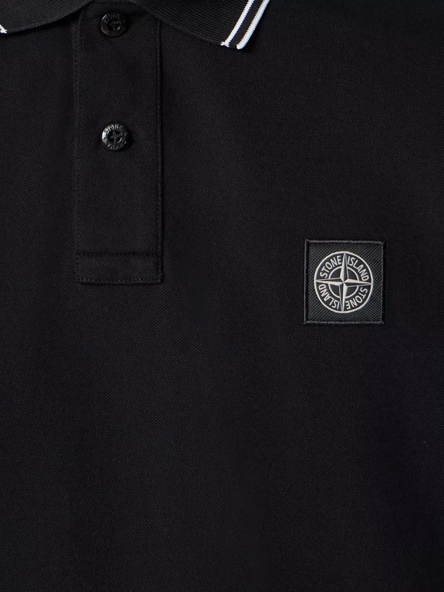 Stone Island Long-Sleeve Cotton Polo Shirt