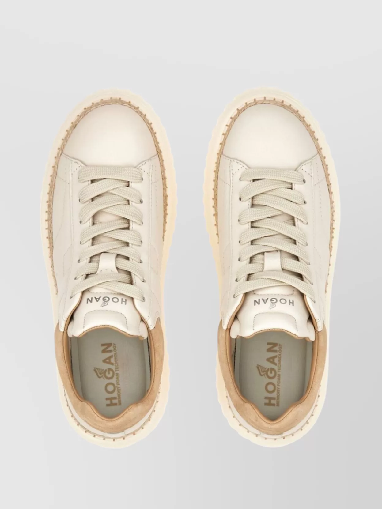 Hogan H-stripes Sneakers Featuring Raffia Stitching