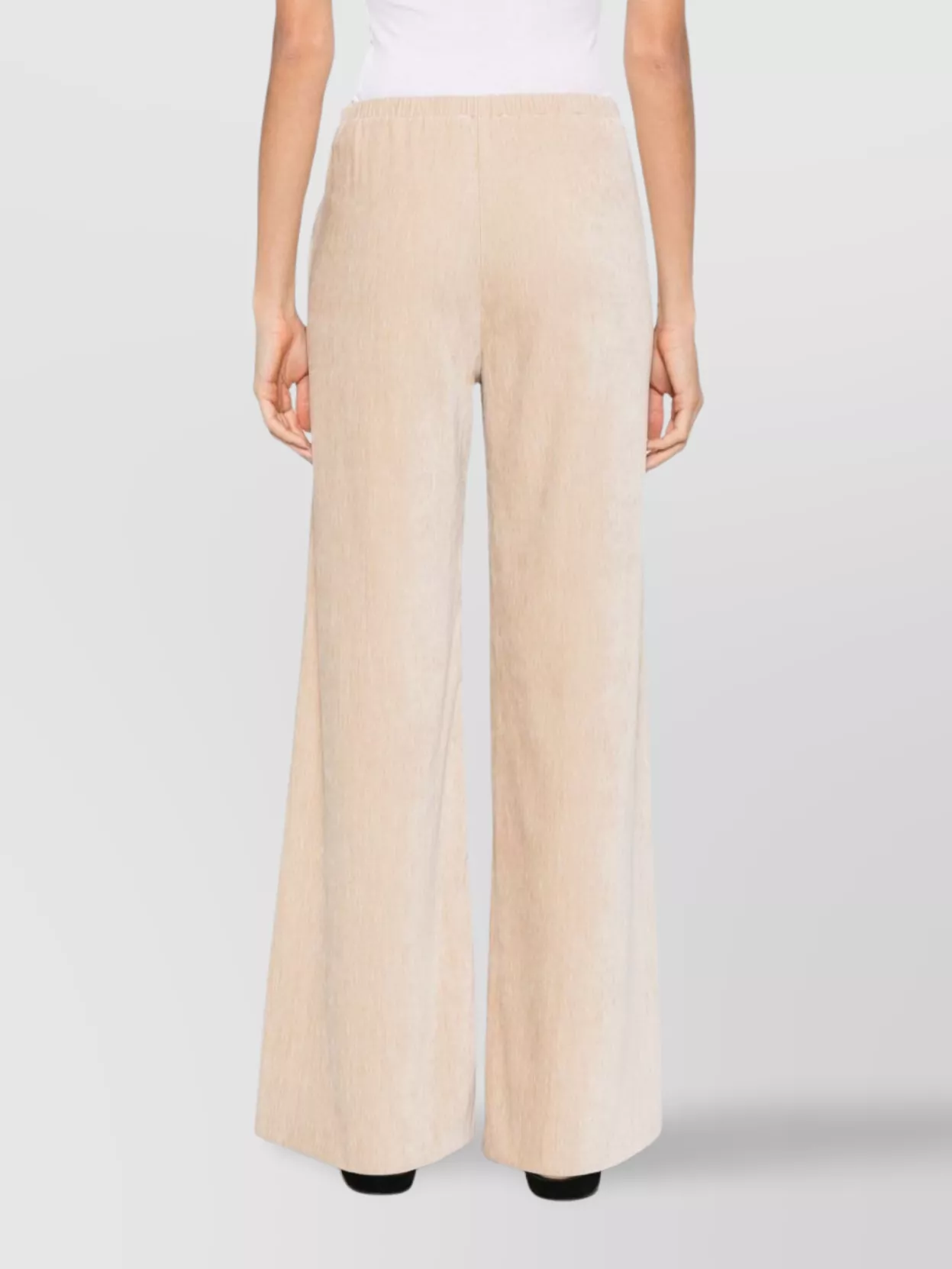 Forte Forte High-waisted Wide Leg Velvet Trousers In Neutral