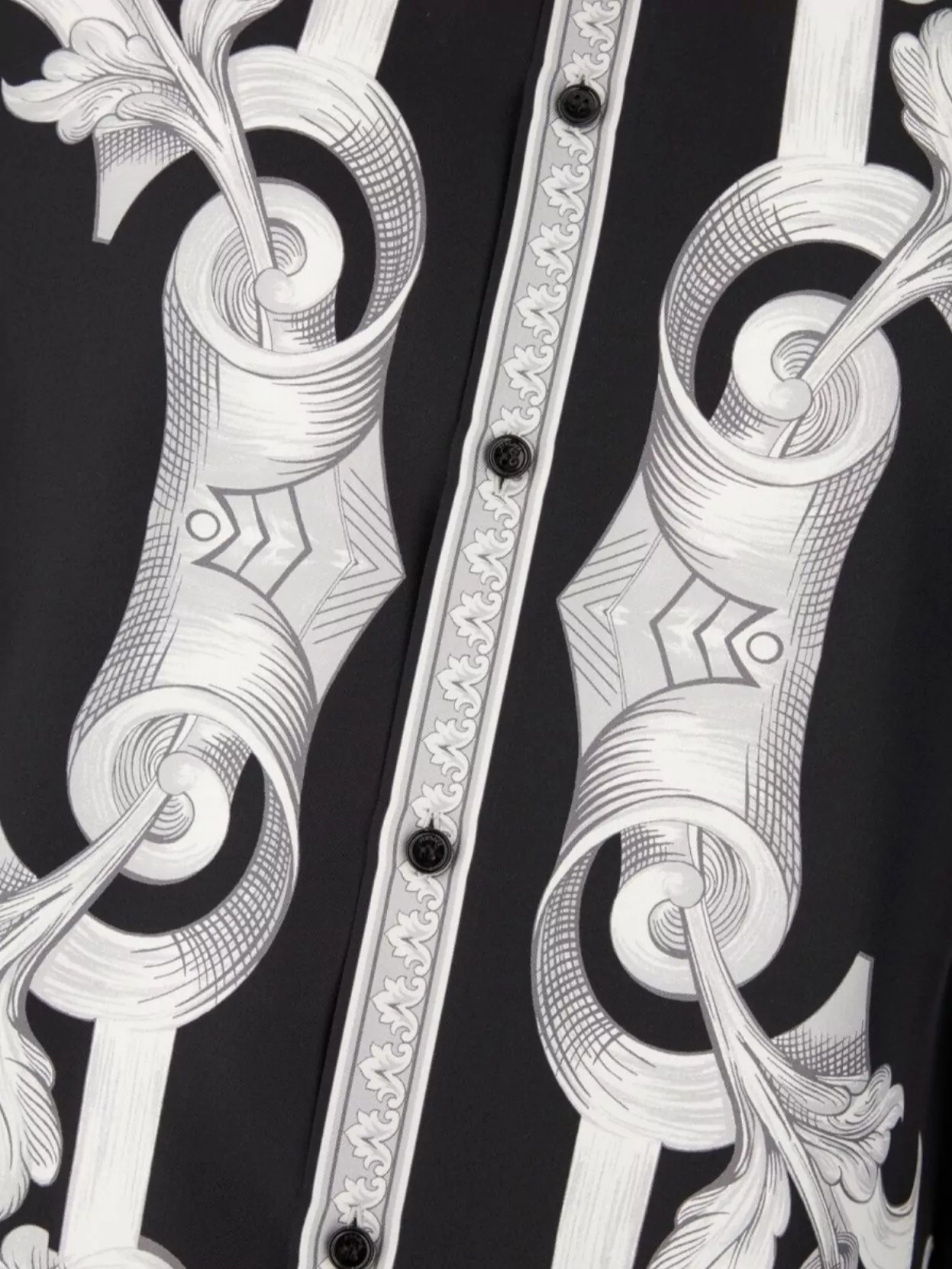Versace Baroque Pattern Structured Collar Long Sleeves Shirt