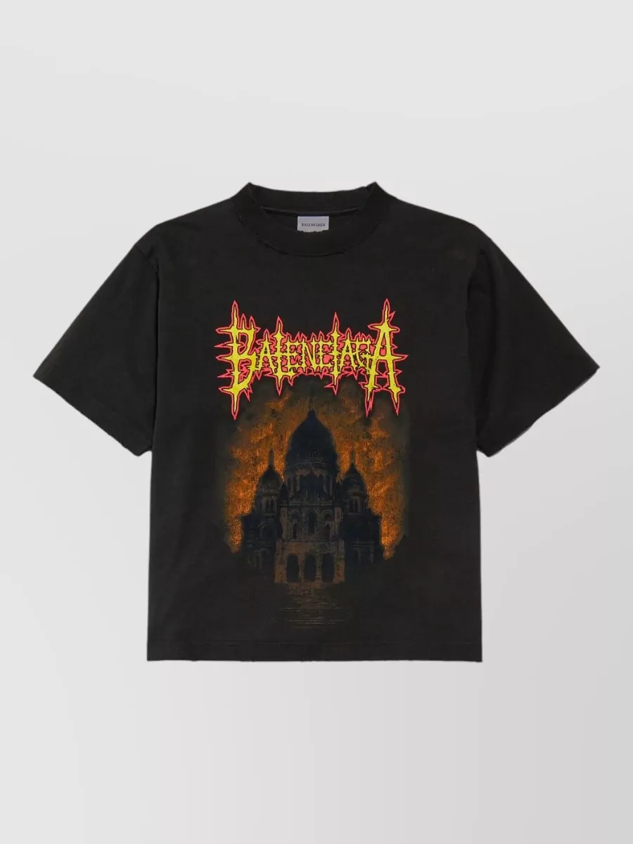 Balenciaga Printed cotton crew neck t-shirt