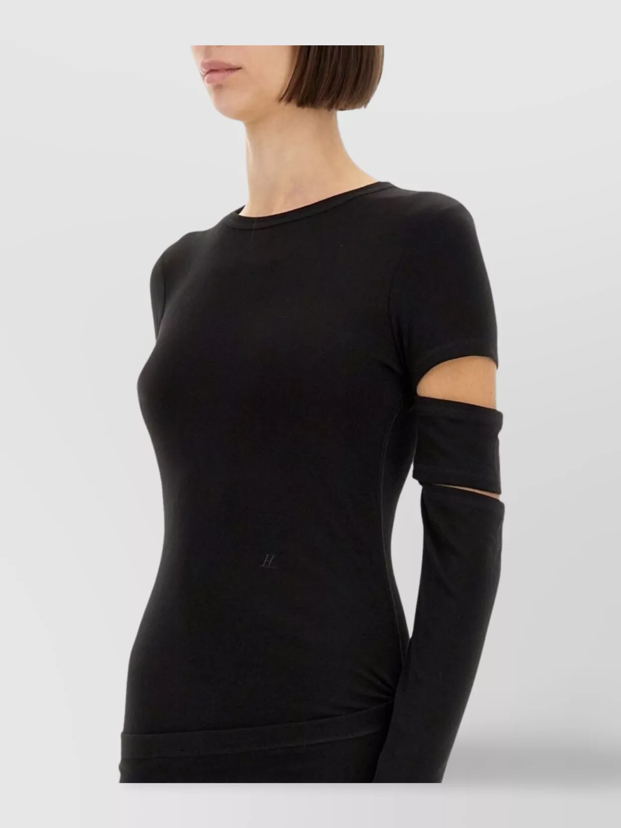 Helmut Lang Slashed Mini Dress Cut-Out Sleeves