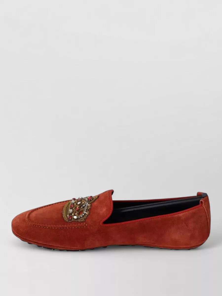 Dolce&Gabbana Leather Crystal-Embellished Loafers
