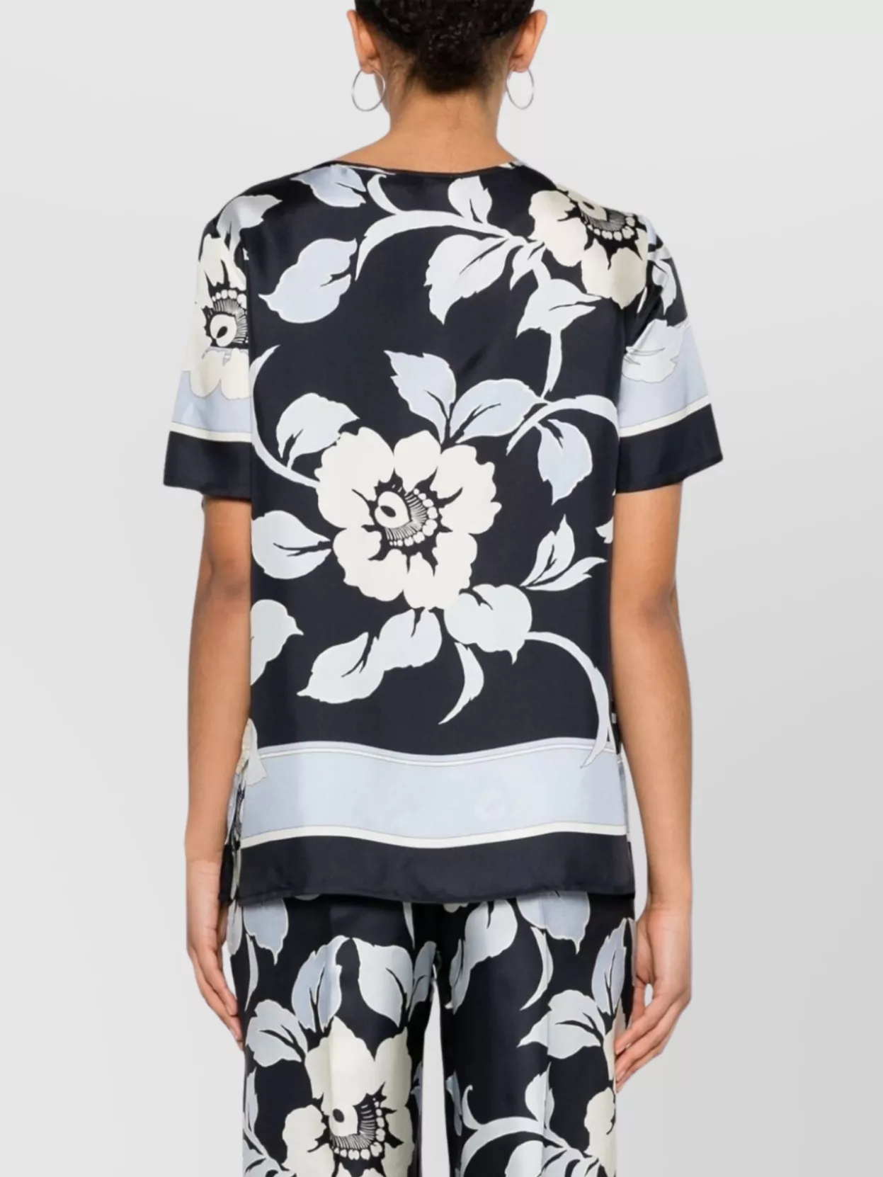 Parosh Floral Print Relaxed Fit Short Sleeve Top