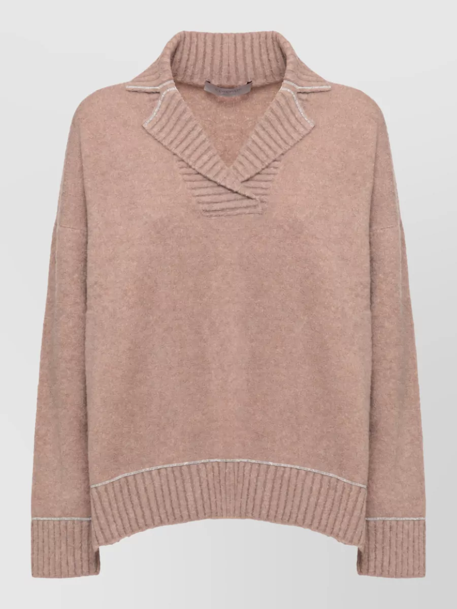 D.exterior wool crewneck long-sleeve sweater