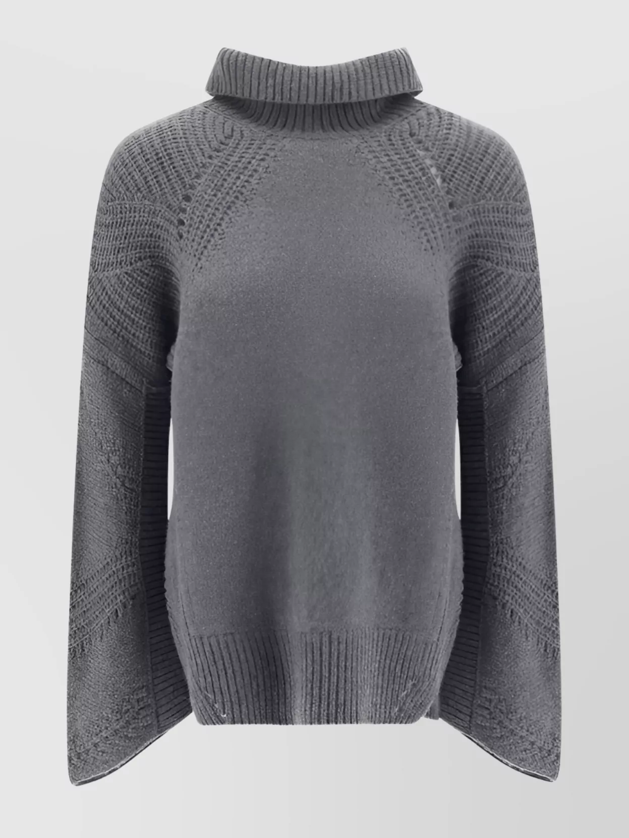Ermanno Scervino Wool Knit Pattern Turtleneck Sweater In Gray