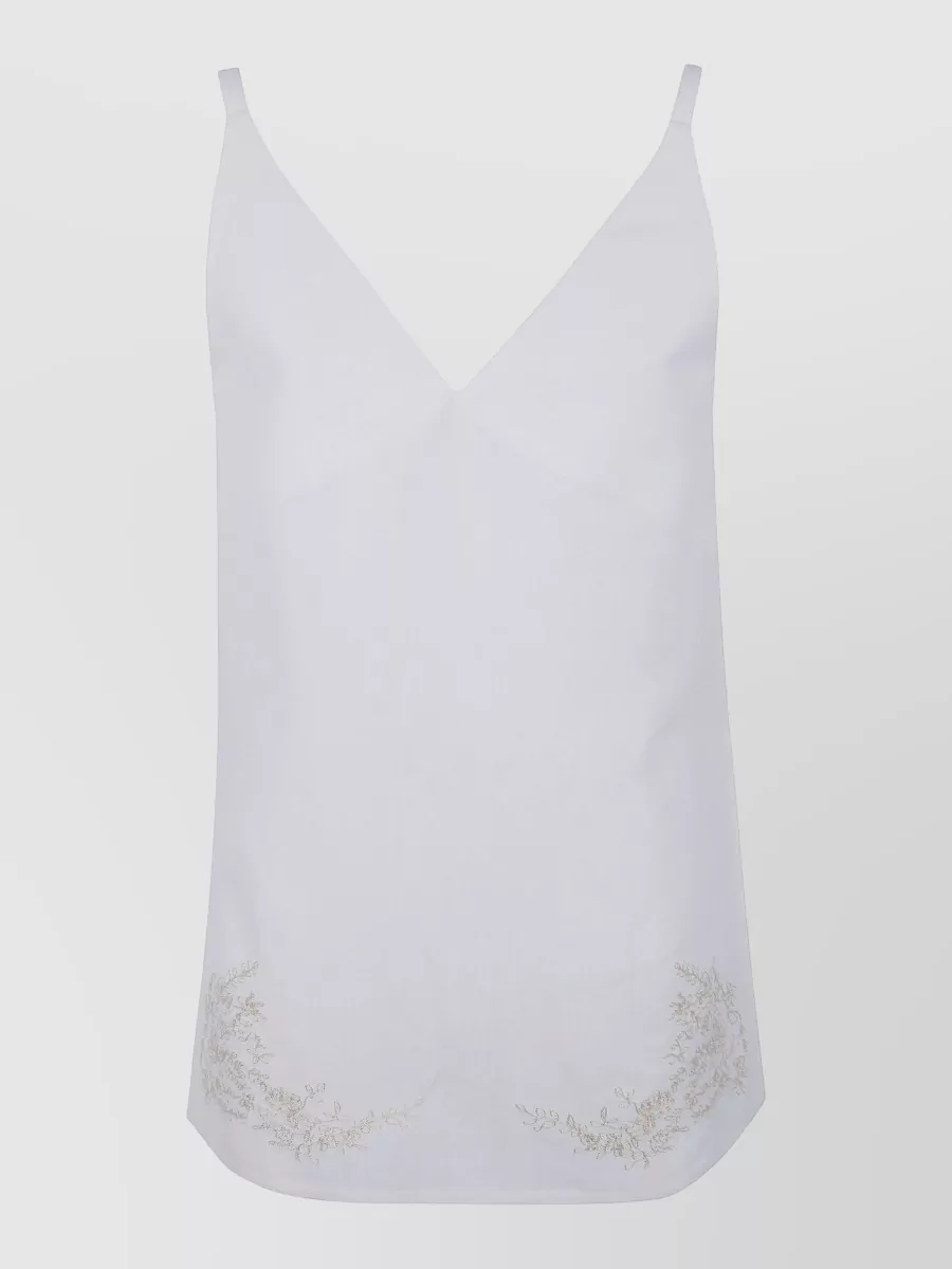 Semicouture Embroidered Linen Camisole Top