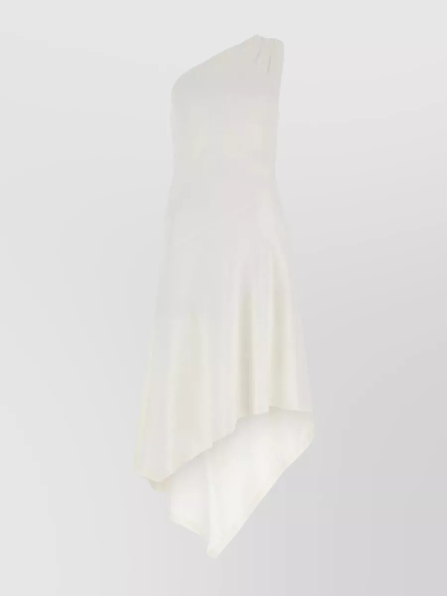 Shop Jw Anderson Viscose Blend Midi Dress With One-shoulder Design In Brown