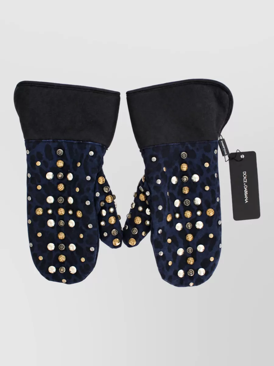 Dolce&Gabbana studded leopard-print shearling gloves
