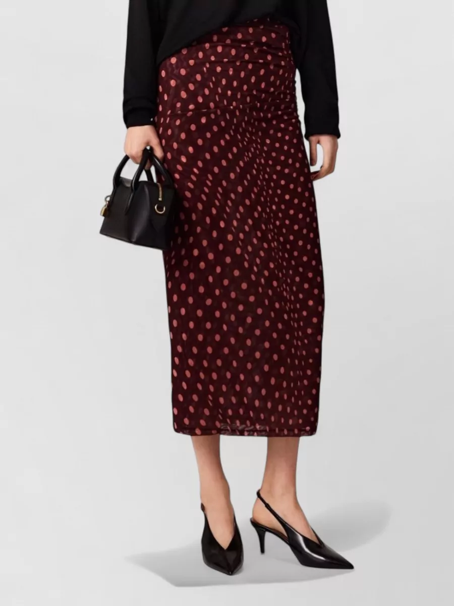 Stella Mccartney Polka-Dot Mesh Ruched Long Skirt