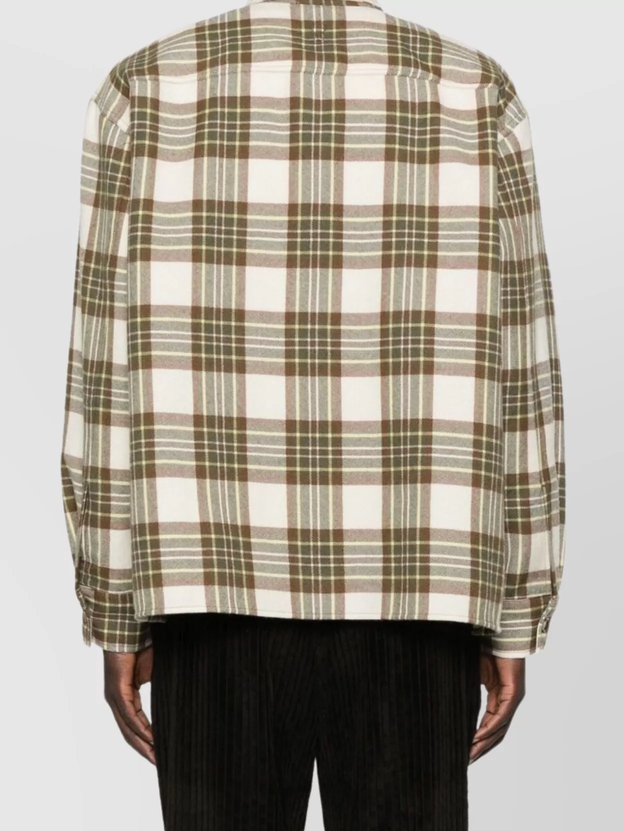 Ami Paris Checked Wool Overshirt Featuring Buttoned Cuffs