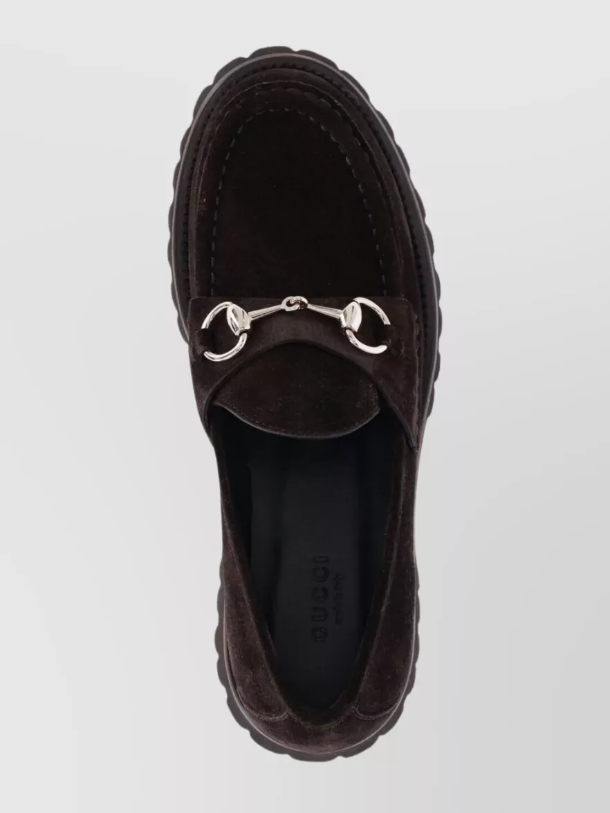 Gucci Chunky Sole Suede Loafers With Metal Detail
