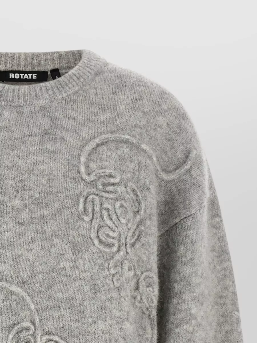 Rotate Birger Christensen Alpaca Wool 3D Floral Fine-Knit Jumper