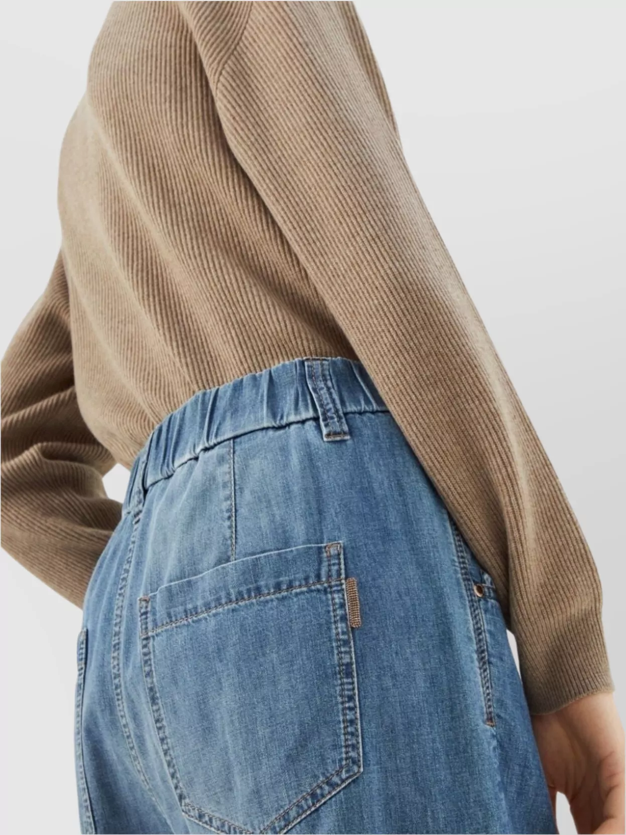 Brunello Cucinelli Denim High-Rise Tapered Cropped Jeans