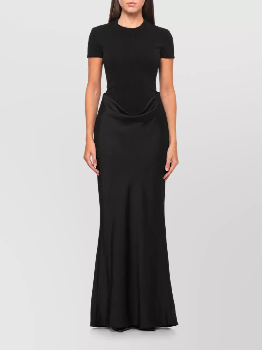 Rotate Draped Short-Sleeve Maxi Dress