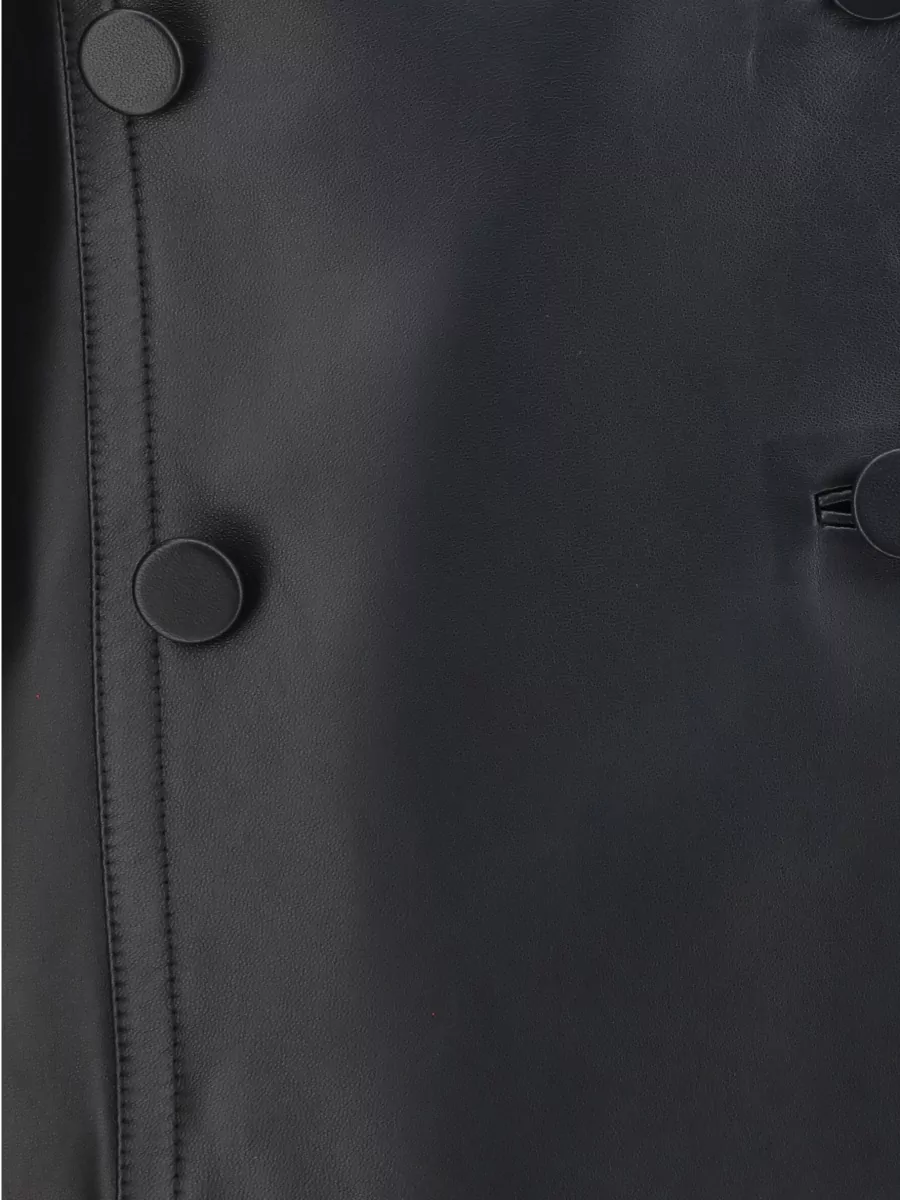 Alaïa Fitted Leather Caban Coat