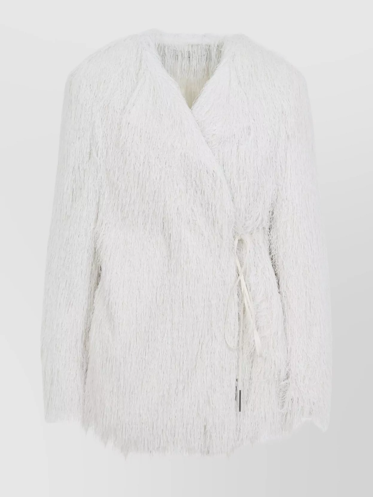 Dries Van Noten Short Coat With Tie And Notched Lapels In White