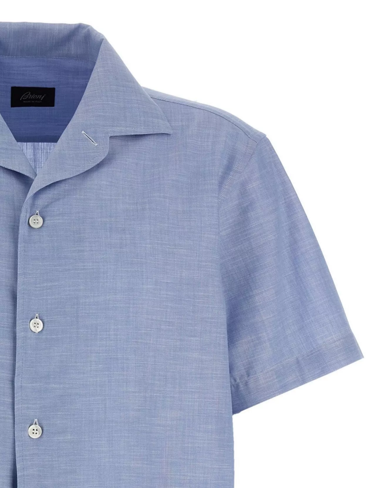 Brioni Short Sleeve Cotton Shirt With Spread Collar