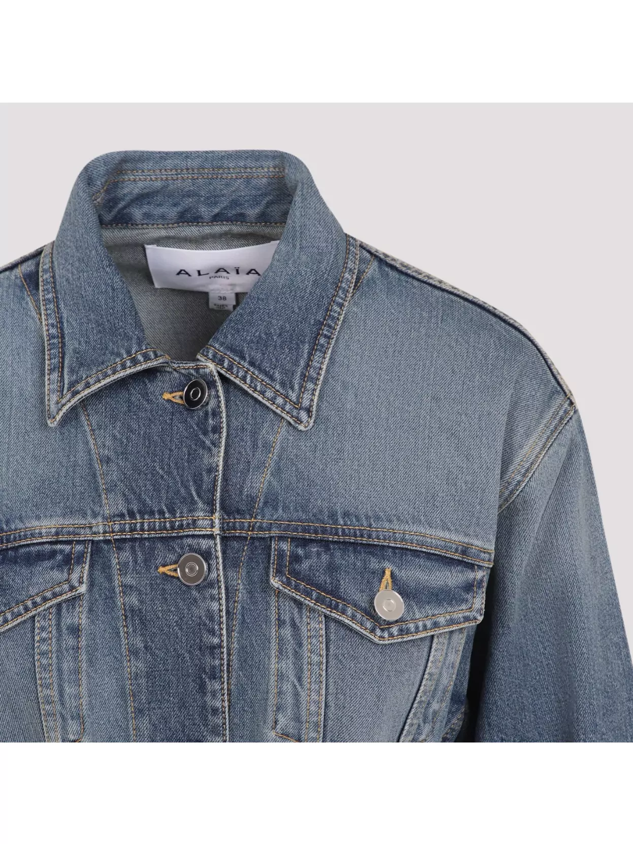 Alaïa Womens Bleu Vintage Peplum-hem Belted Denim Jacket In Blue