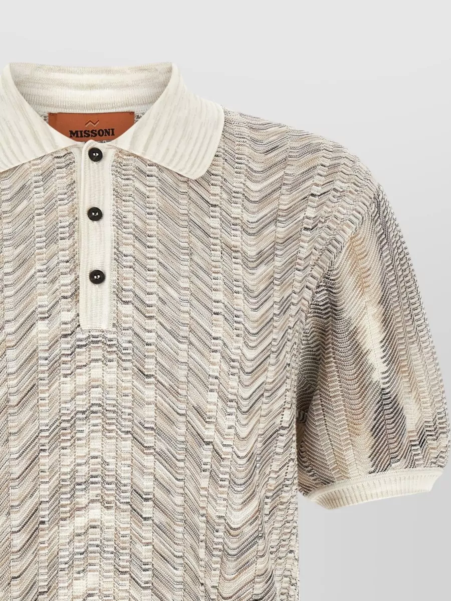 Missoni Zigzag Knit Short-Sleeve Polo Shirt