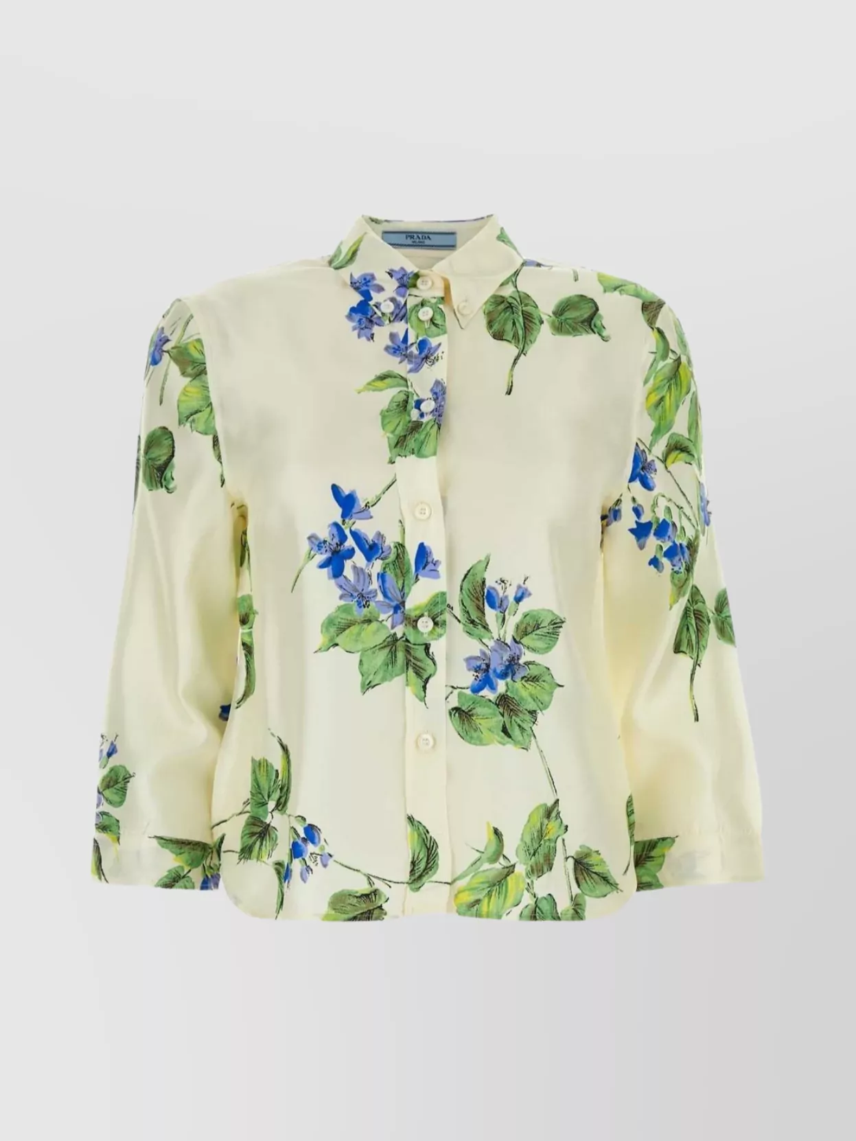 Shop Prada Floral Pattern Twill Shirt