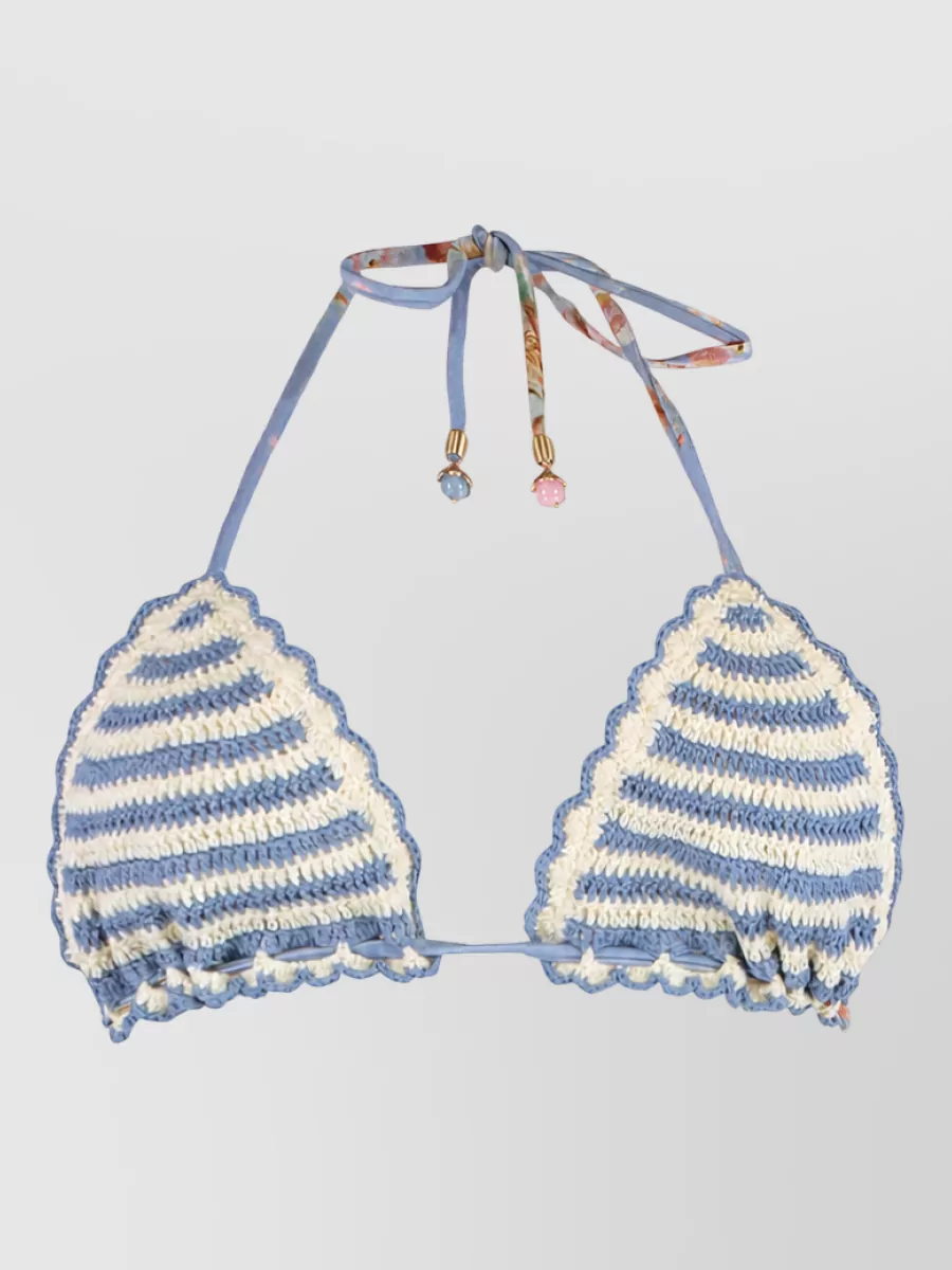 Zimmermann crochet striped triangle bikini top