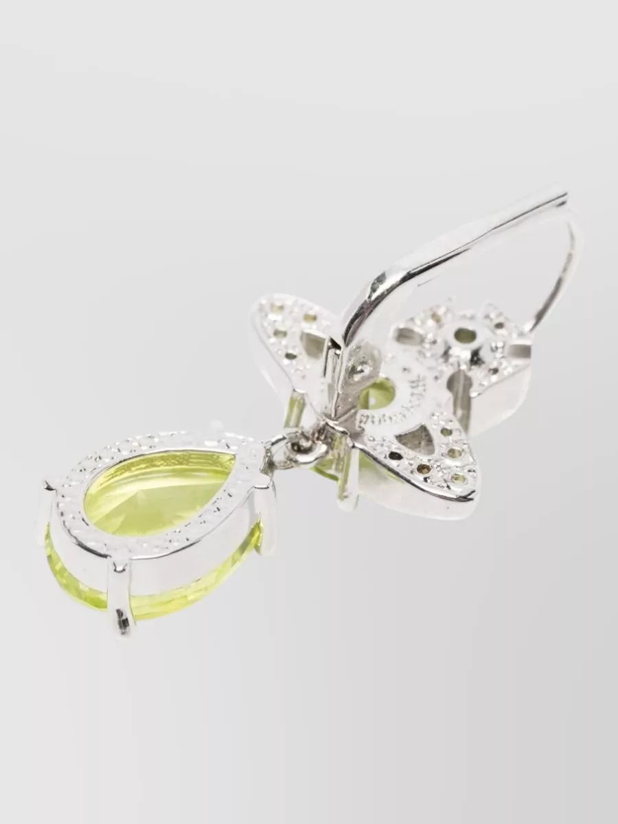 Vivienne Westwood Drop Earrings Gemstone Detail Silver Tone