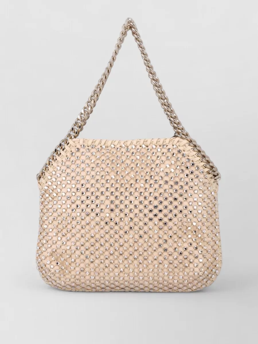 Stella Mccartney falabella mini crystal-embellished woven shoulder bag