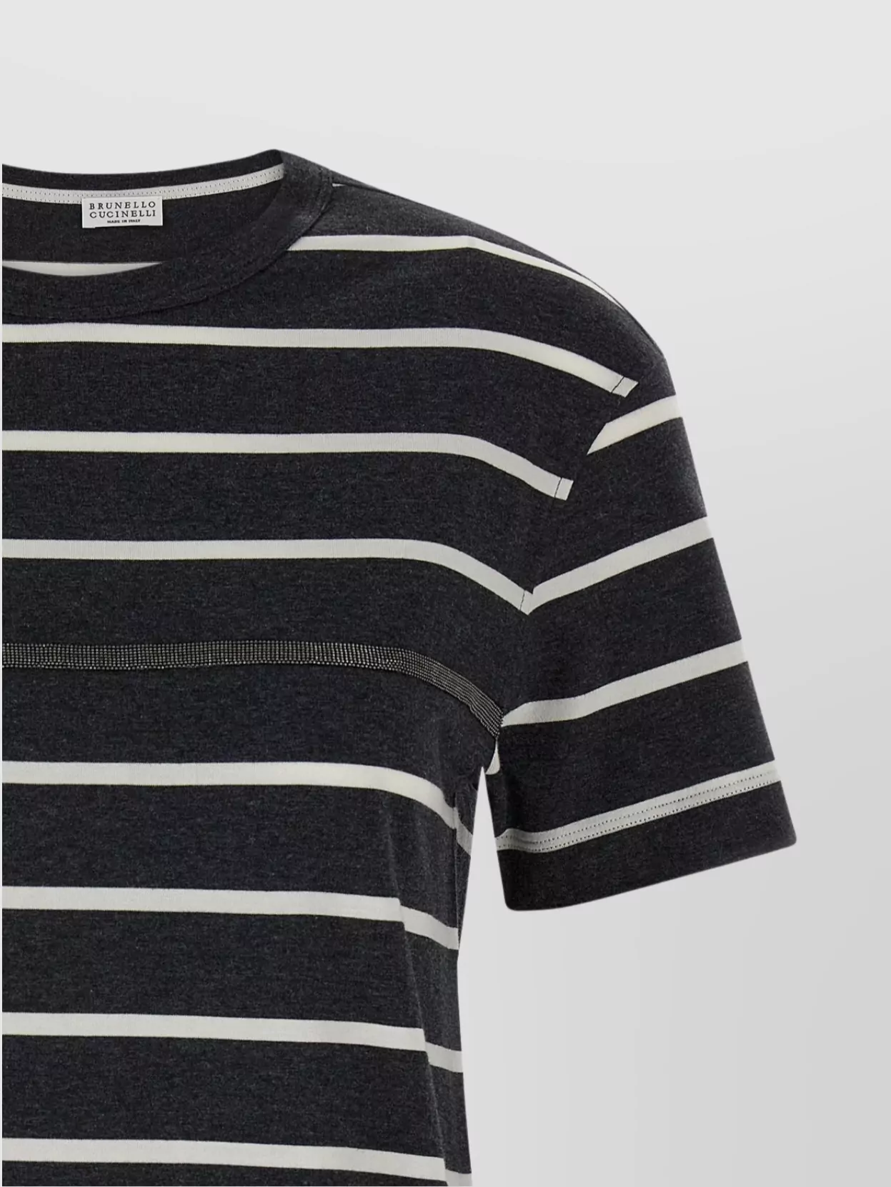 Brunello Cucinelli Monili Striped Short-sleeve Cotton T-shirt
