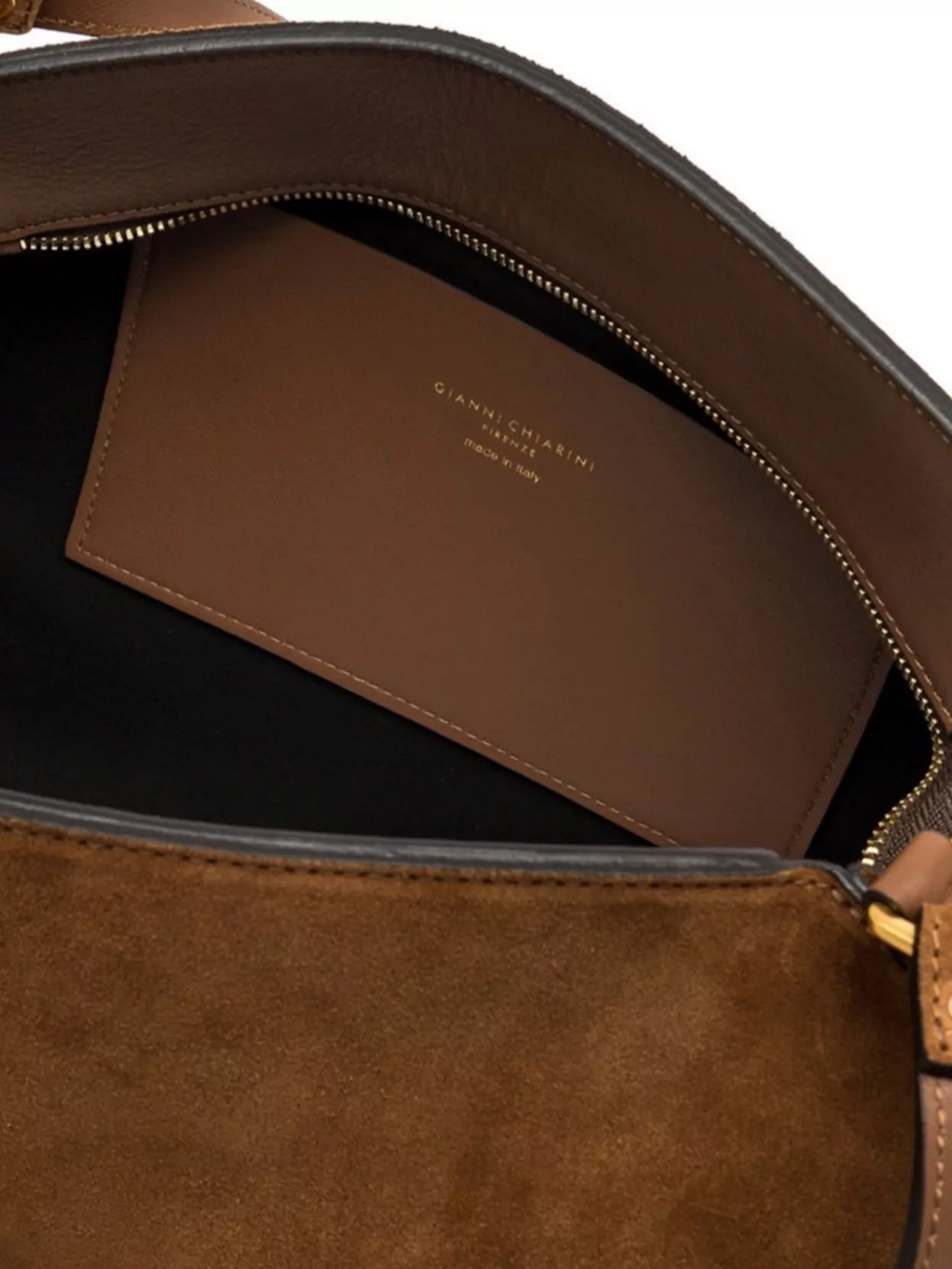 Gianni Chiarini Suede Shoulder Bag With Adjustable Strap And Contrast Stitching