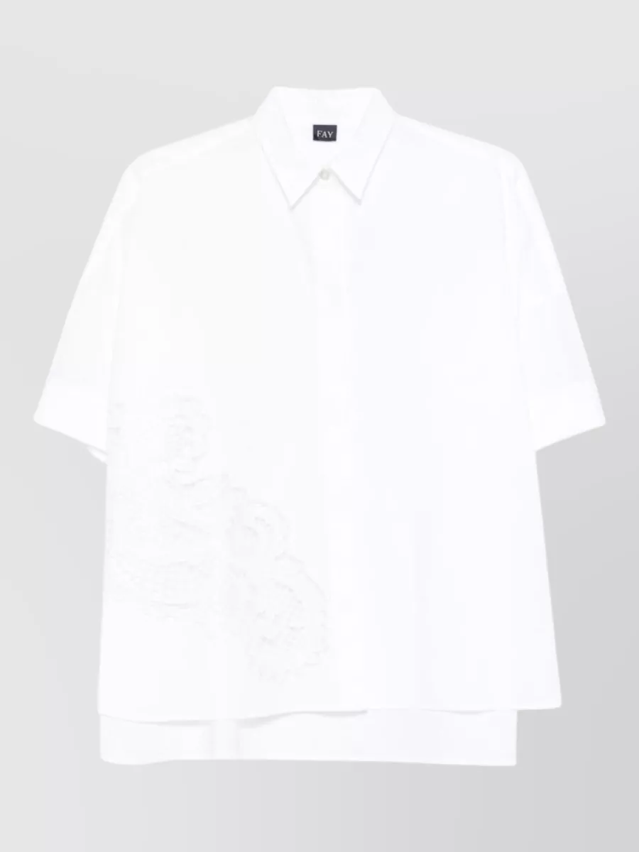 Fay cotton lace short-sleeve shirt