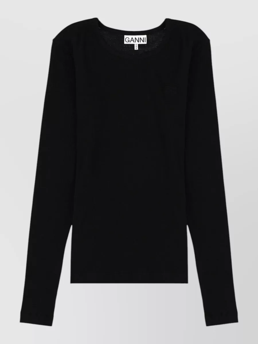 Ganni Long sleeve logo t-shirt