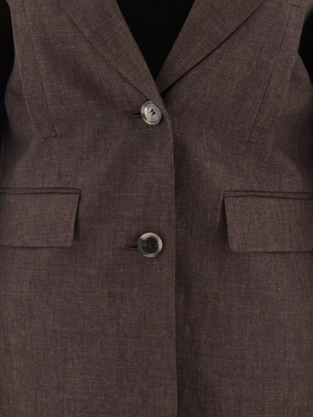 Loewe Tailored Linen Jacket Flap Pockets In Brown