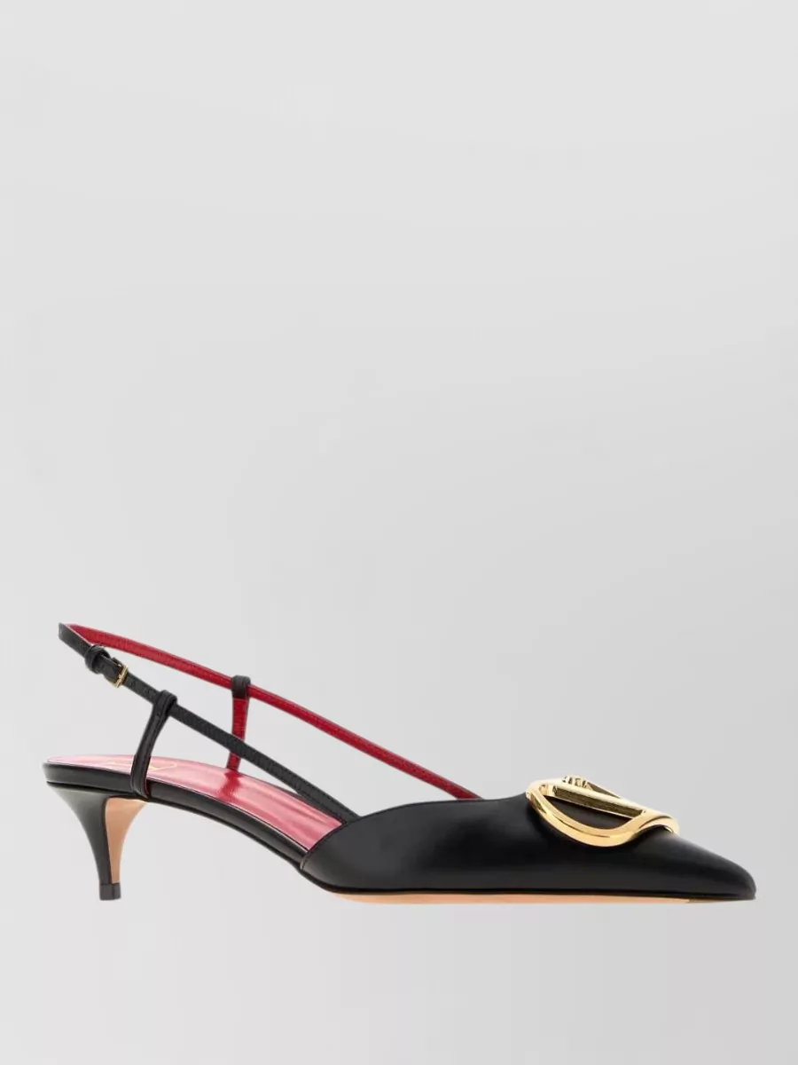 Valentino Garavani Leather Vlogo Signature Slingback Pumps Kitten Heel
