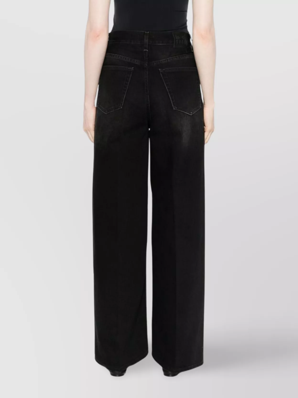 Totême High Waist Wide Leg Denim Trousers In Black