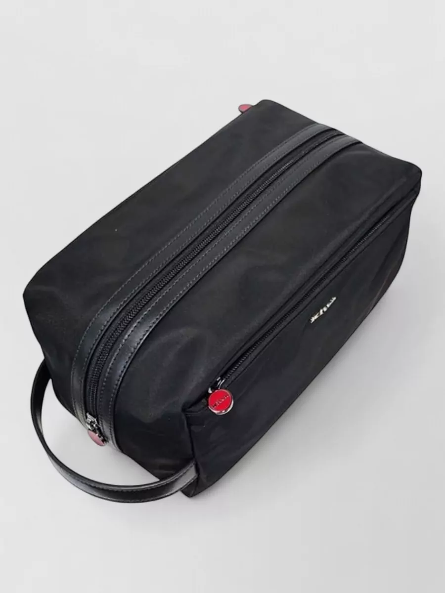 Kiton leather-trim toiletry bag