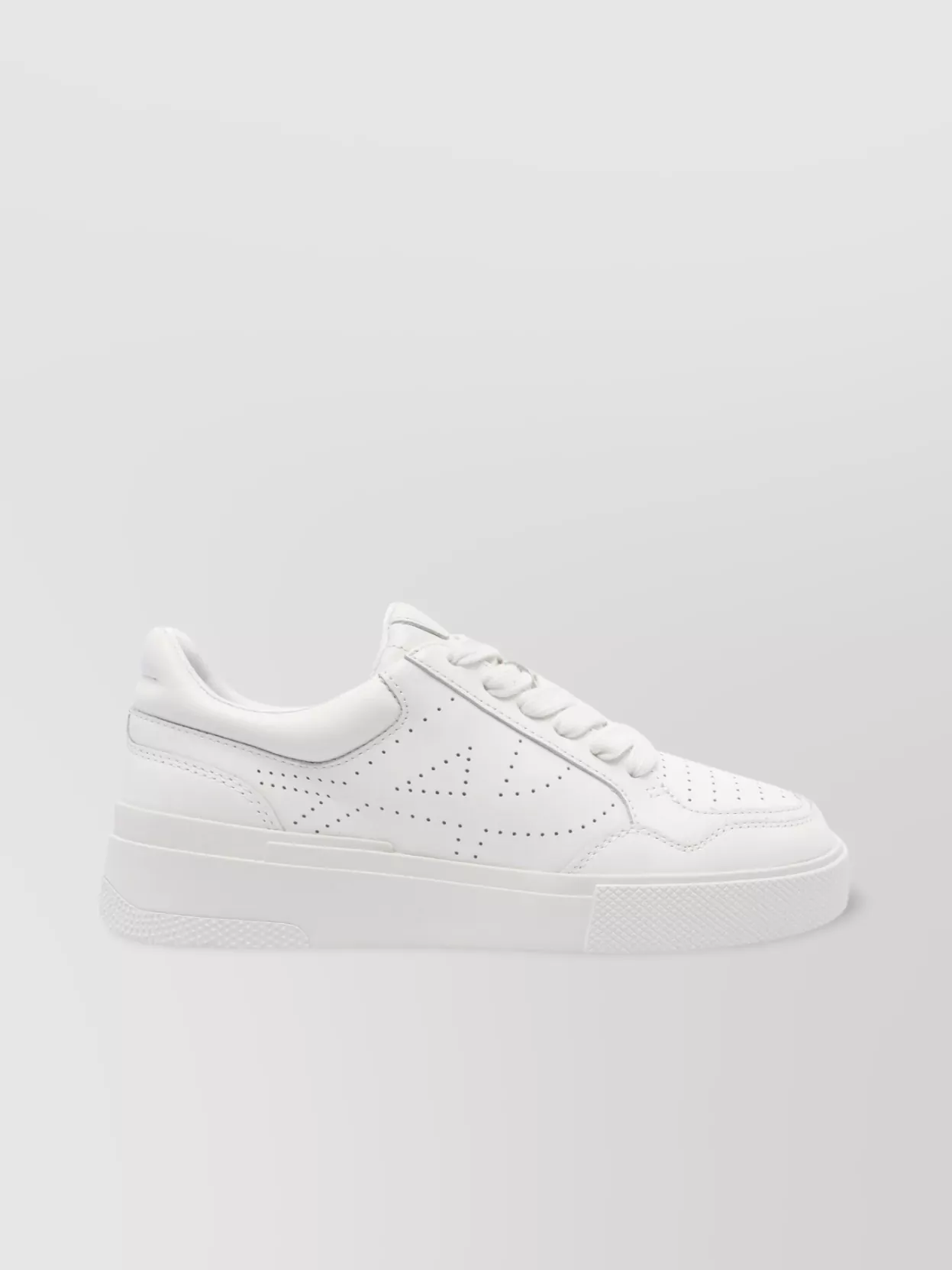 Ash Low Top Leather Sneakers With Perforated Round Toe