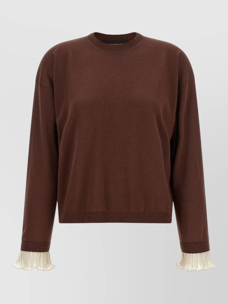 Fabiana Filippi Virgin wool cotton pleated cuff sweatshirt