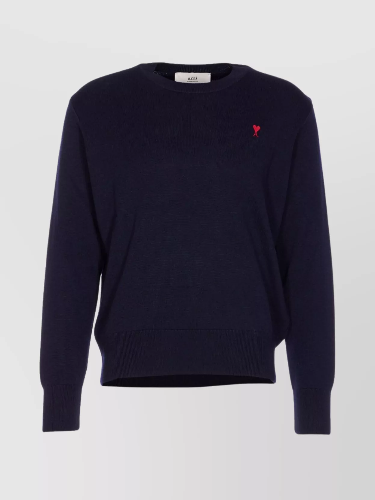 Ami Alexandre Mattiussi Ami Navy Blue Cotton Jersey Sweater With Signature Embroidered Motif In Blue