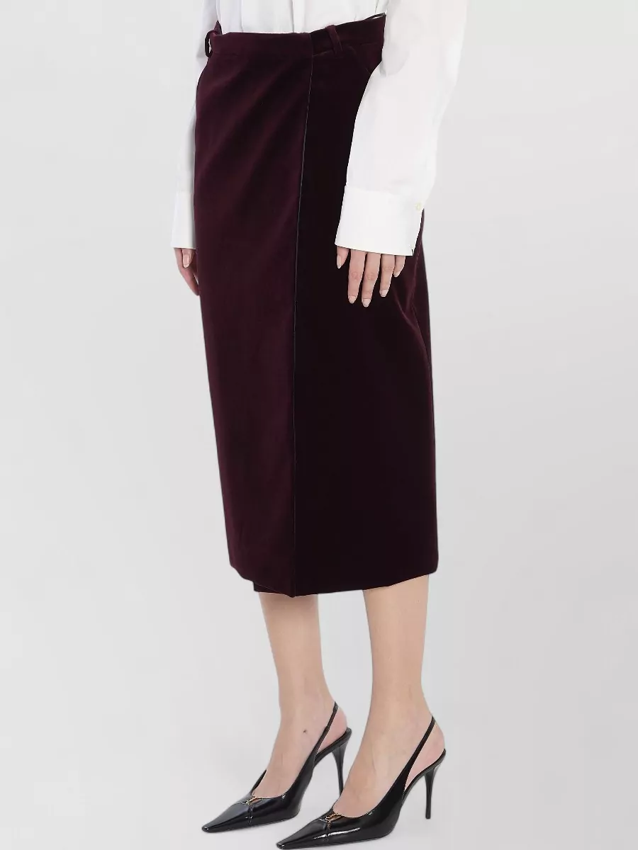 Saint Laurent Velvet Wrap Midi Skirt High Waist