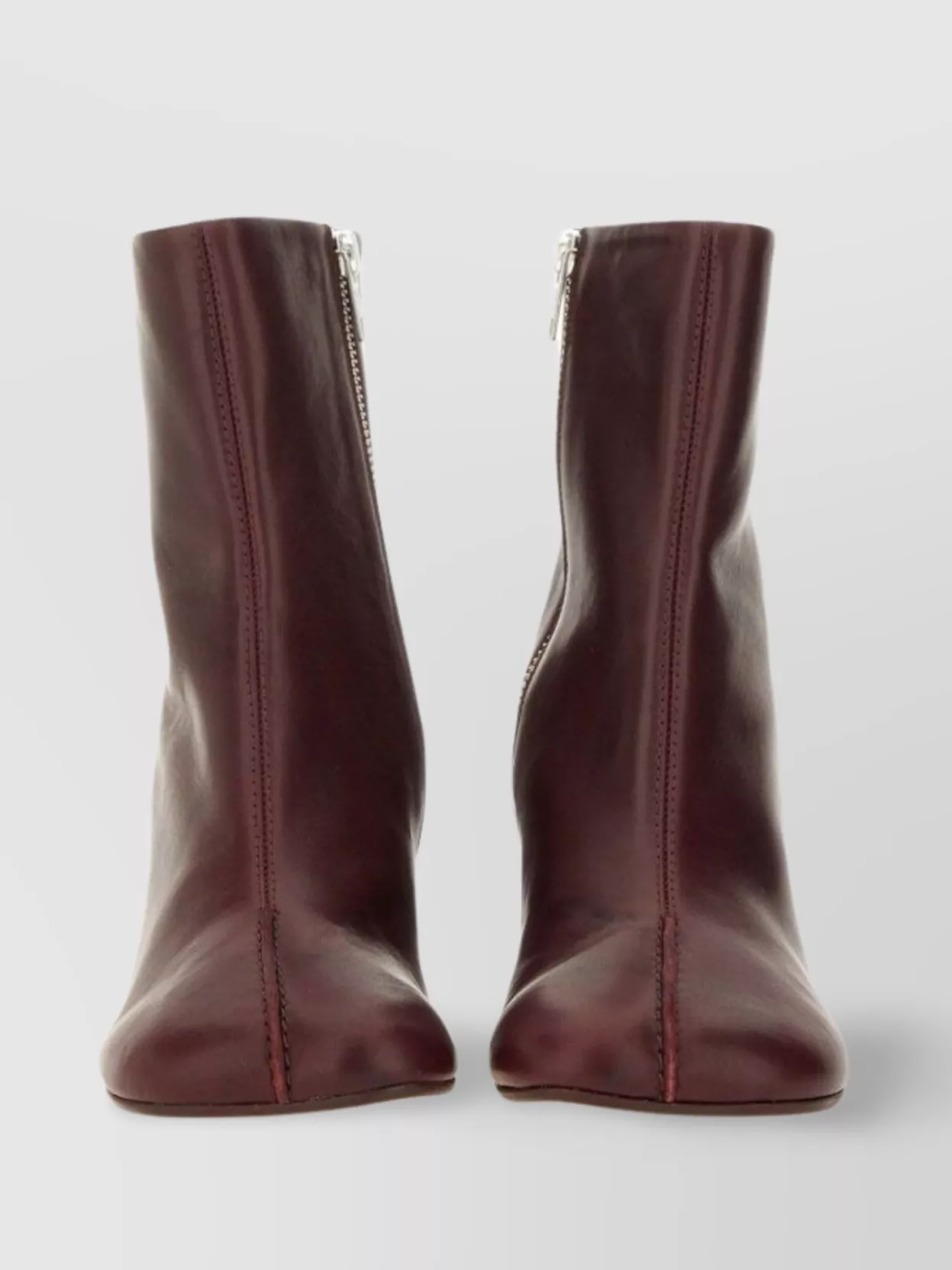 Mm6 Maison Margiela Ankle Block Heel Round Toe Smooth Boots