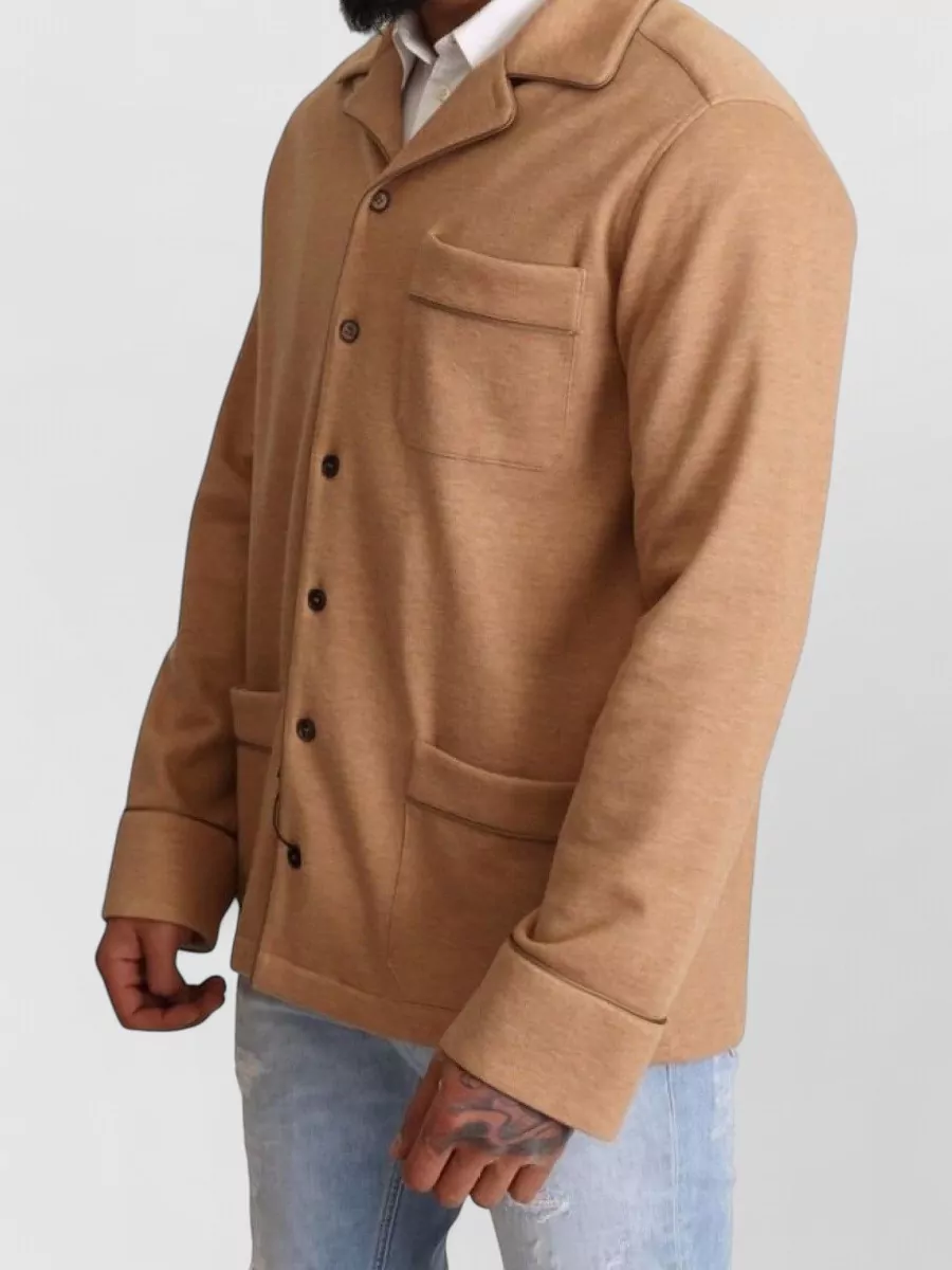Dolce&Gabbana Cotton Camel Knit Button Collared Jacket