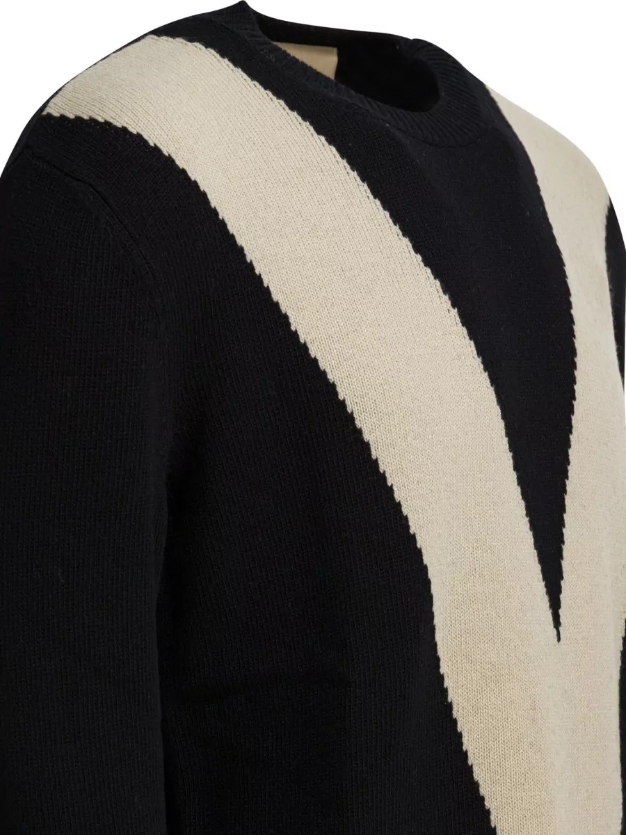 Valentino Wool Sweater Crew Neck V Intarsia