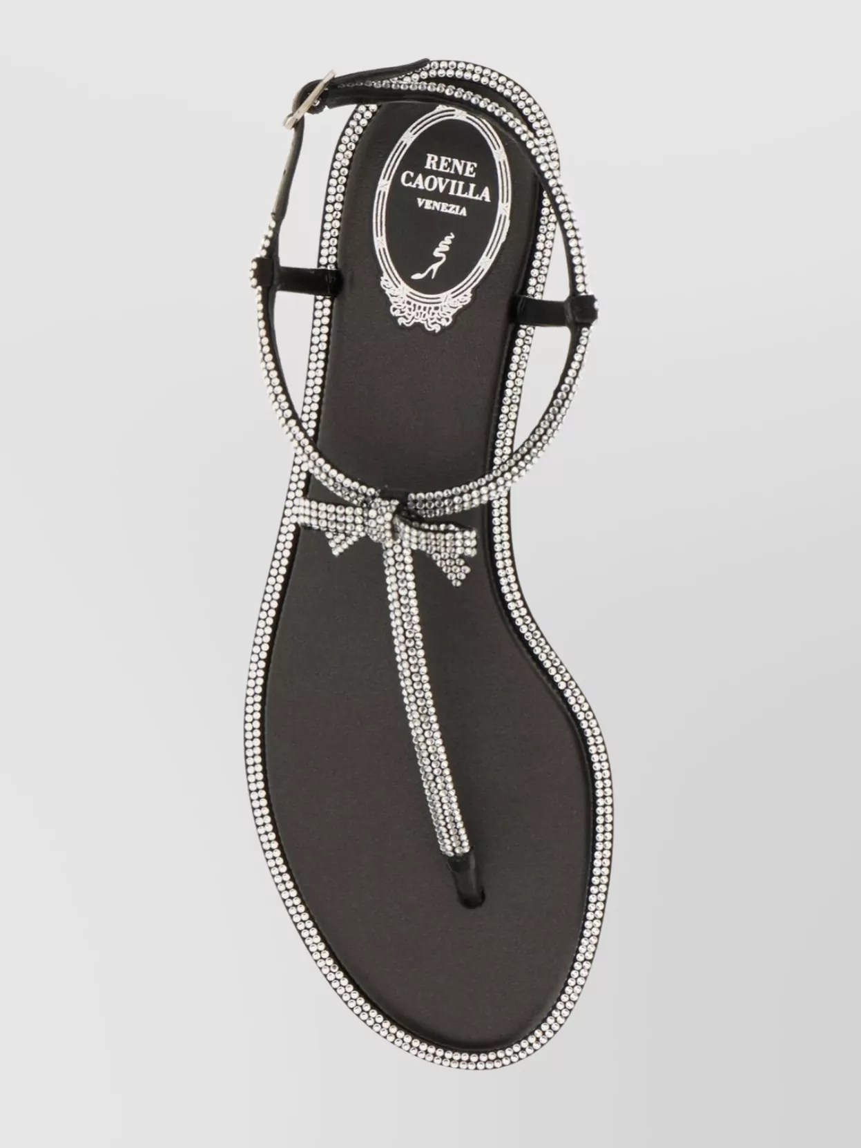Rene Caovilla Satin Leather Sandals Bow Detail
