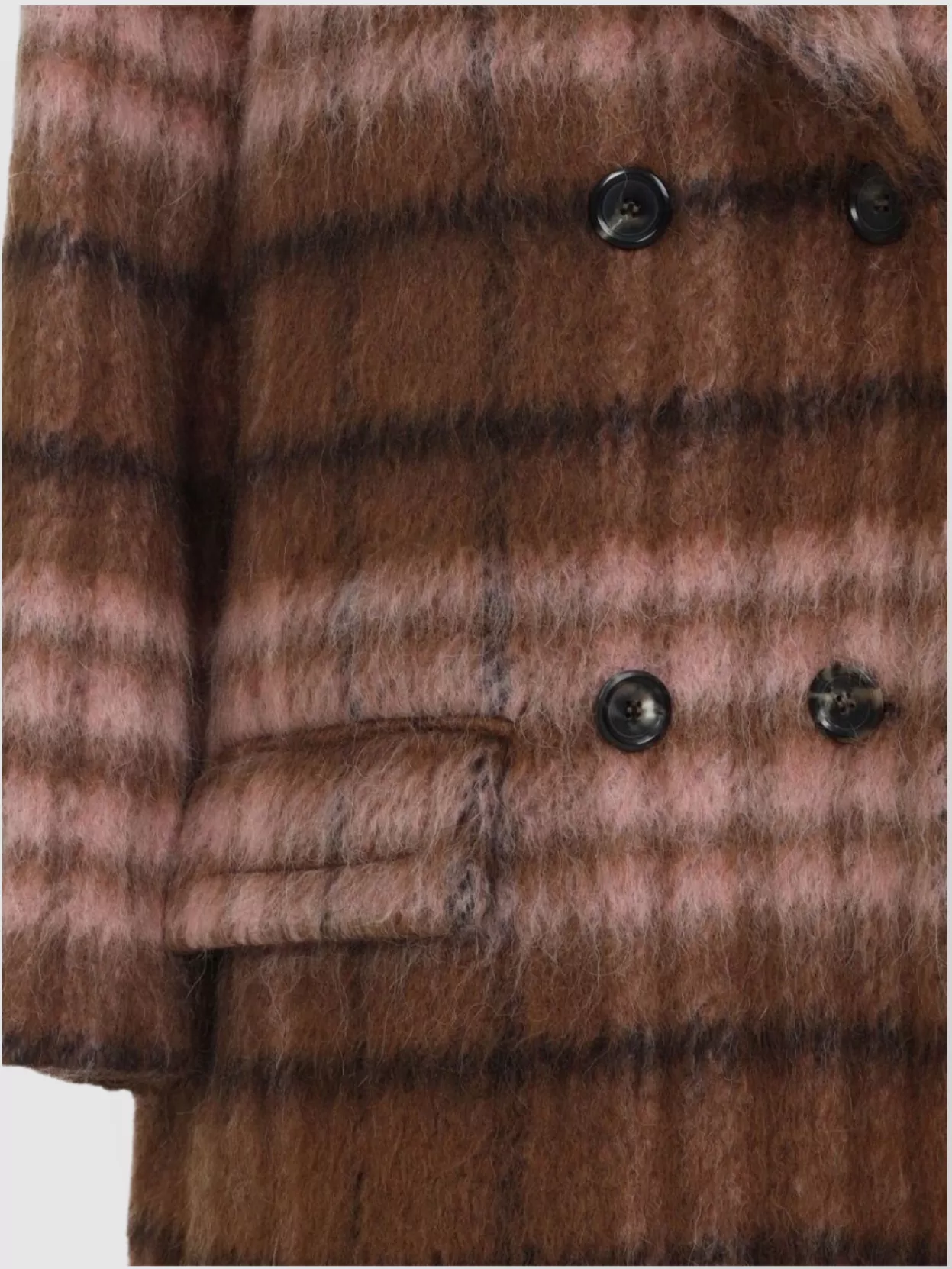 Moschino Plaid Double-breasted Coat Notched Lapels In Brown