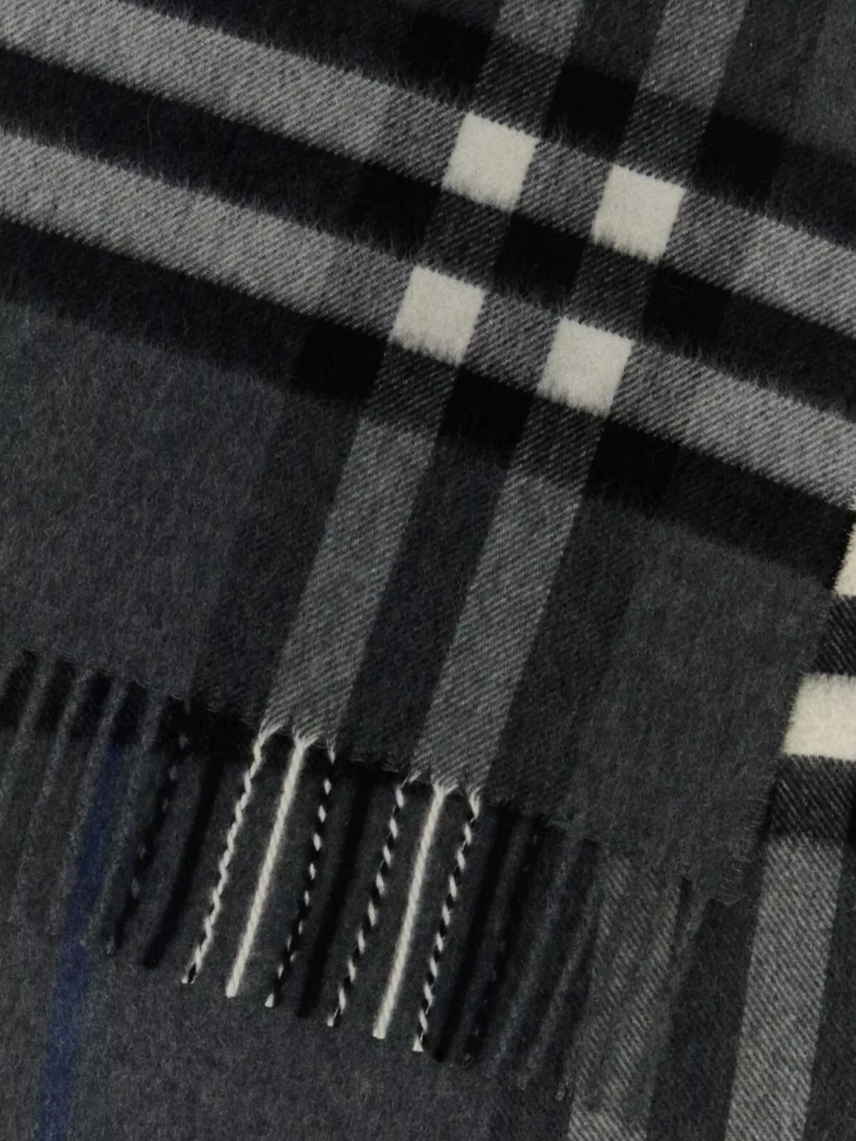 Burberry Cashmere Scarf Embroidered Fringe In Black